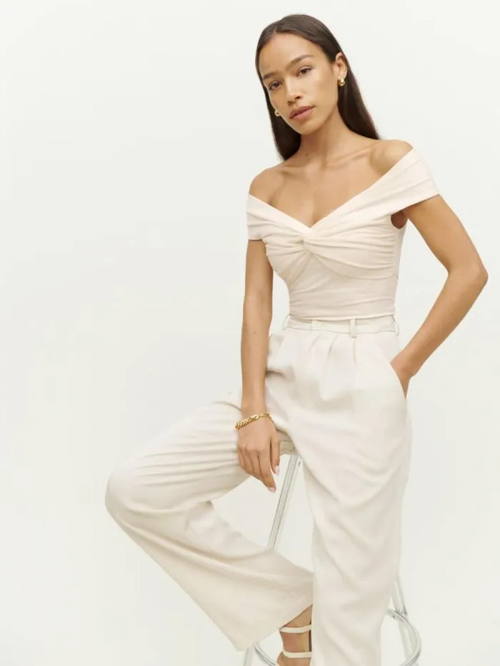 Clothing The Reformation Ezlynn Knit Top Cream