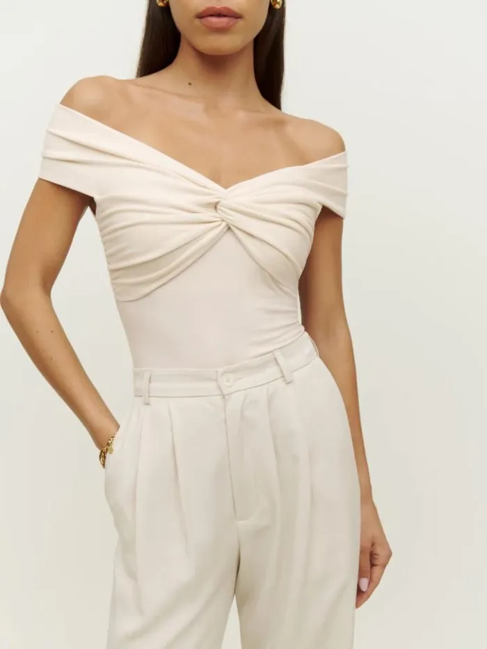 Clothing The Reformation Ezlynn Knit Top Cream