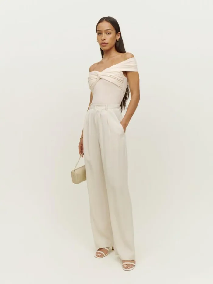 Clothing The Reformation Ezlynn Knit Top Cream