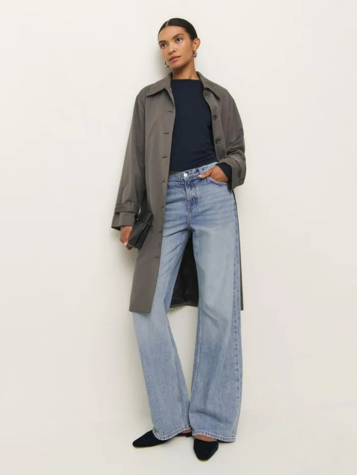 Clothing The Reformation Ezra Slim Fit Long Sleeve Midnight