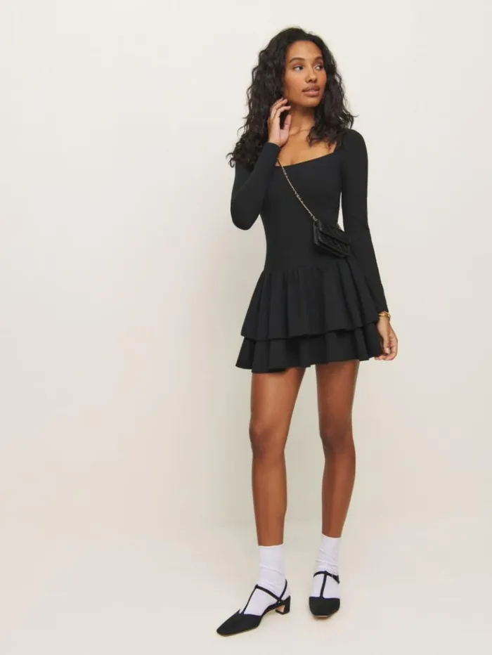 Clothing The Reformation Flynn Knit Dress Black