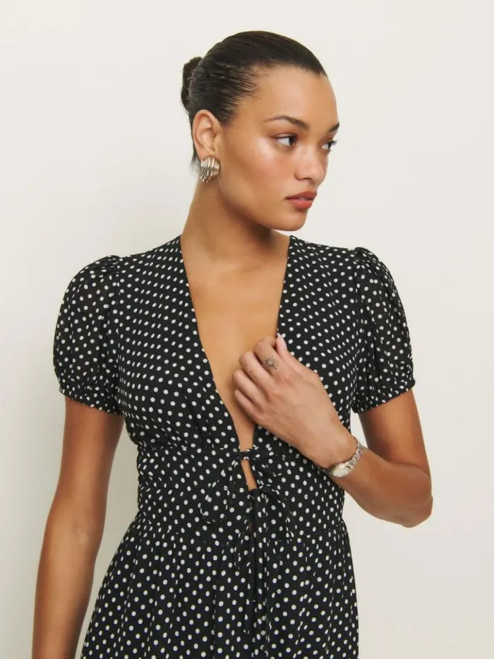 Clothing The Reformation Grady Dress Caviar Dot