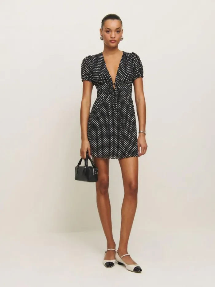 Clothing The Reformation Grady Dress Caviar Dot