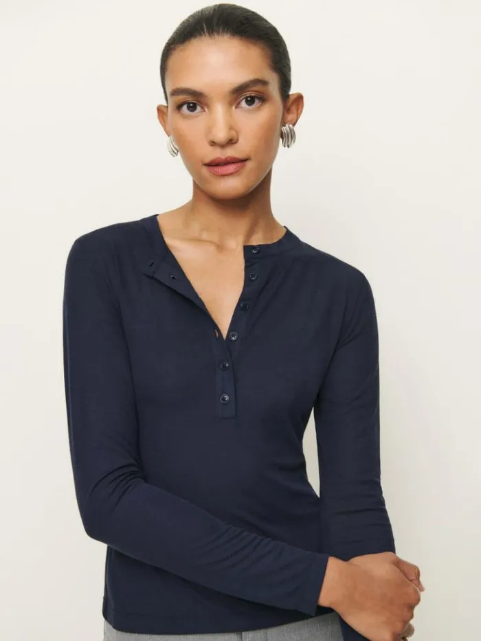 Clothing The Reformation Harriet Knit Top Night Sky