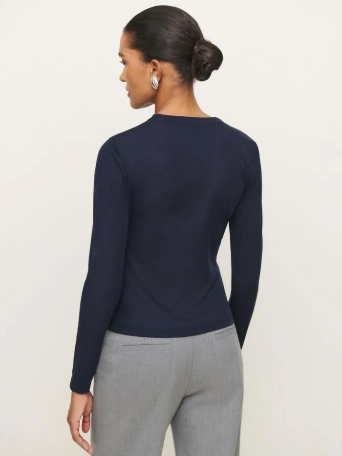 Clothing The Reformation Harriet Knit Top Night Sky