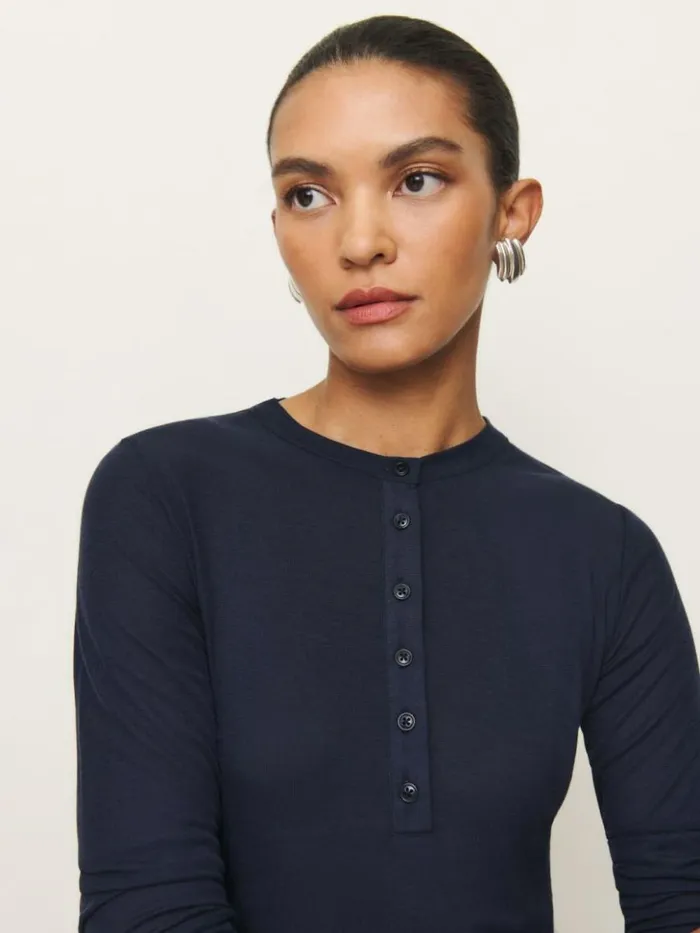 Clothing The Reformation Harriet Knit Top Night Sky