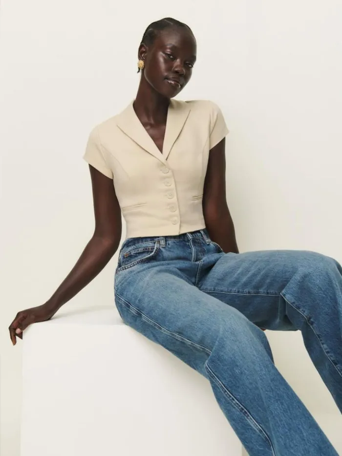 Clothing The Reformation Marnie Knit Top Ivory