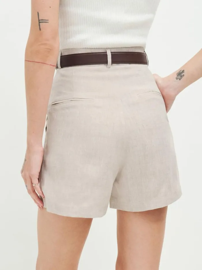 Clothing The Reformation Mason Linen Short Oatmeal