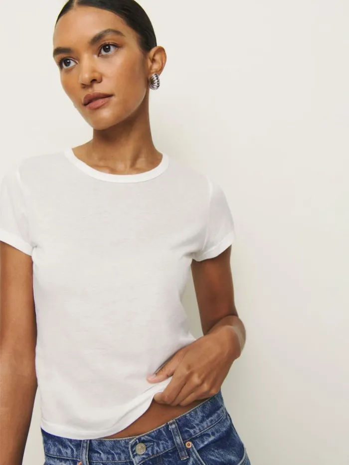 Clothing The Reformation Max Slim Tee White