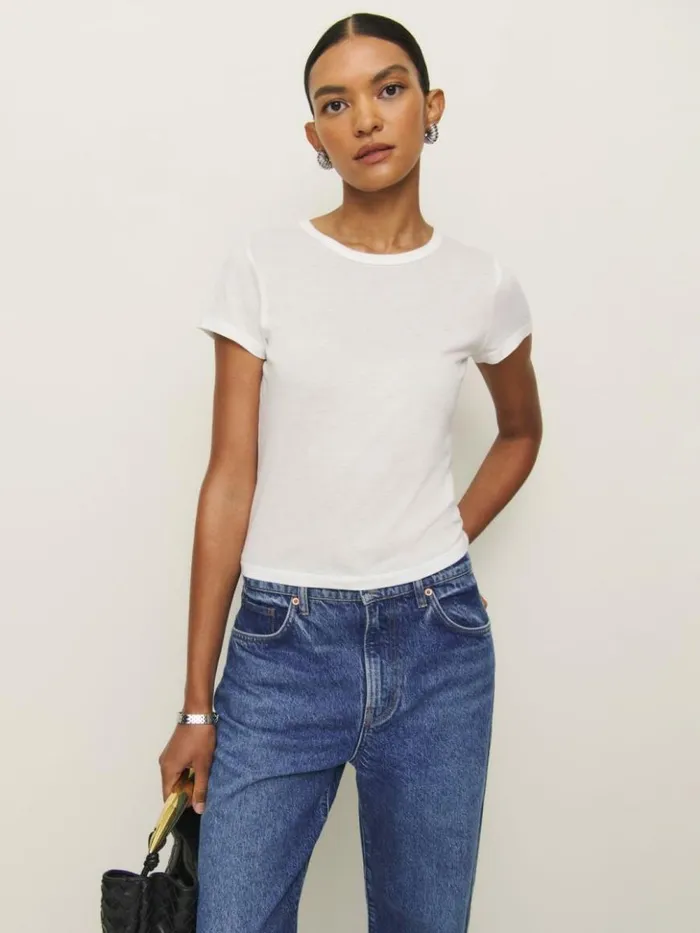 Clothing The Reformation Max Slim Tee White