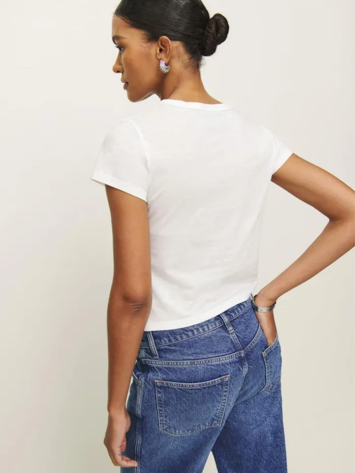 Clothing The Reformation Max Slim Tee White