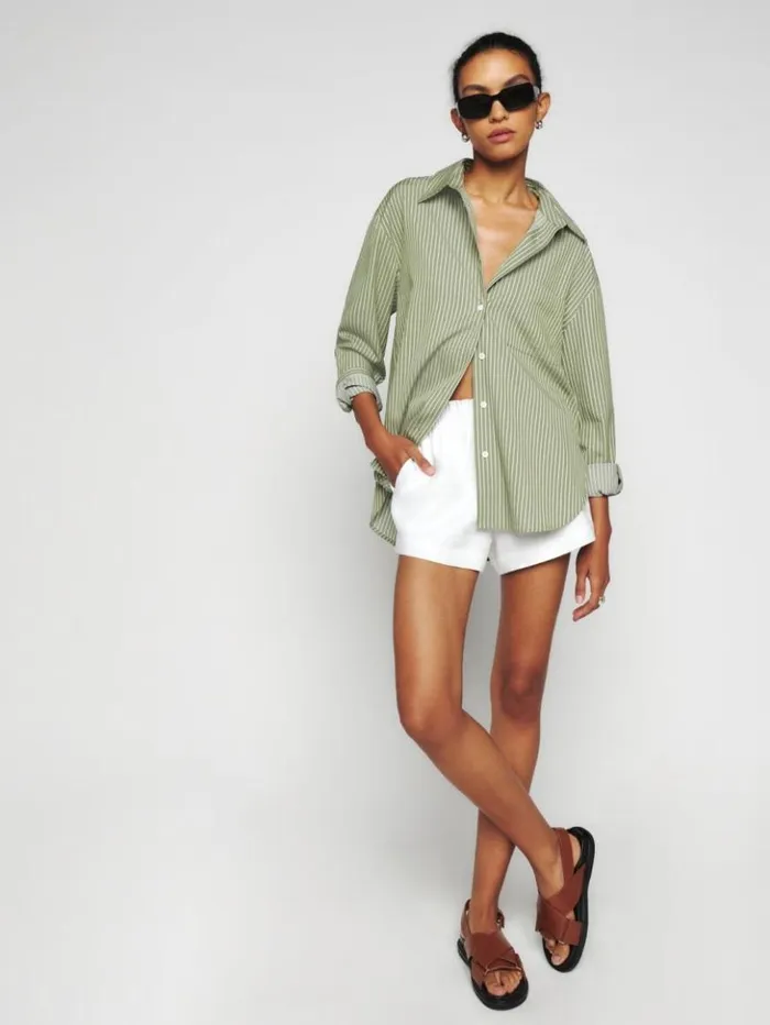 Clothing The Reformation Mila Linen Short White