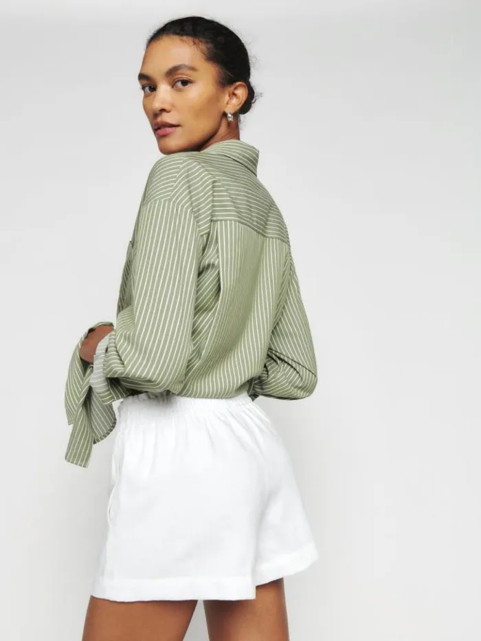 Clothing The Reformation Mila Linen Short White