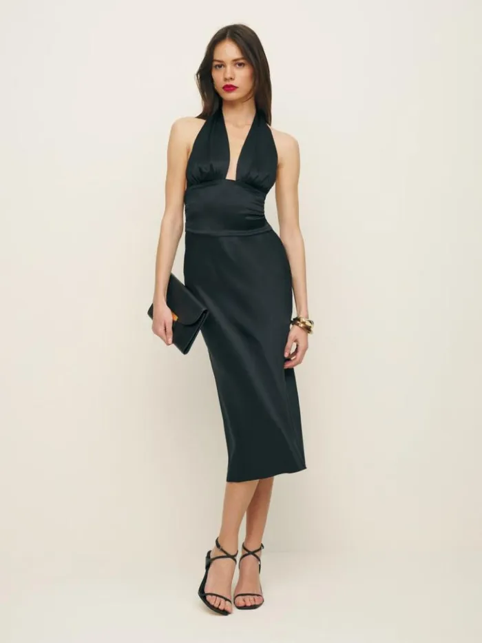 Clothing The Reformation Millicent Silk Dress Black