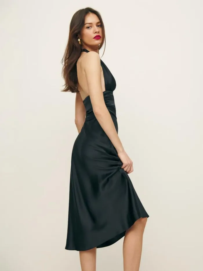 Clothing The Reformation Millicent Silk Dress Black