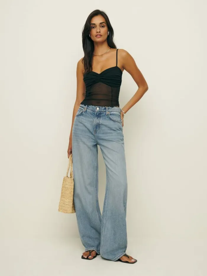 Clothing The Reformation Milly Knit Top Black