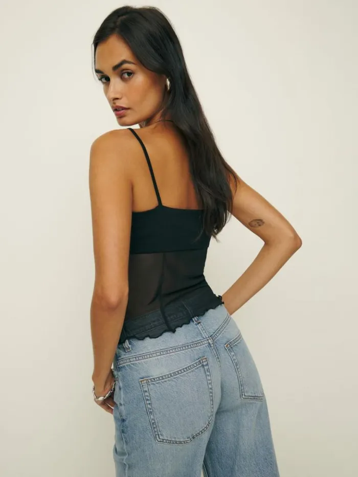 Clothing The Reformation Milly Knit Top Black