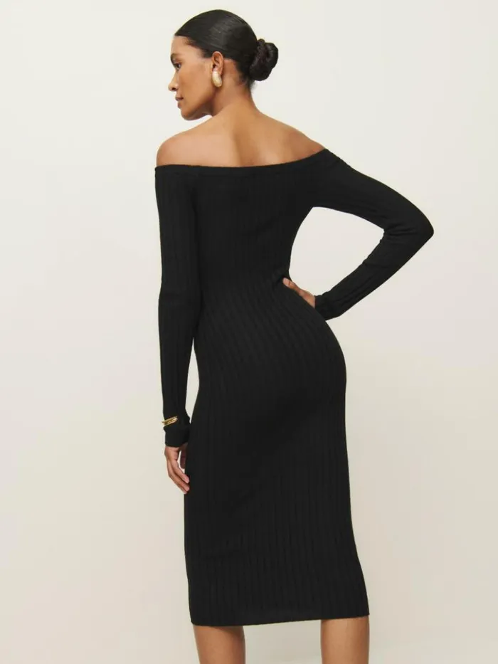 Clothing The Reformation Nara Cashmere Sweater Dress Black