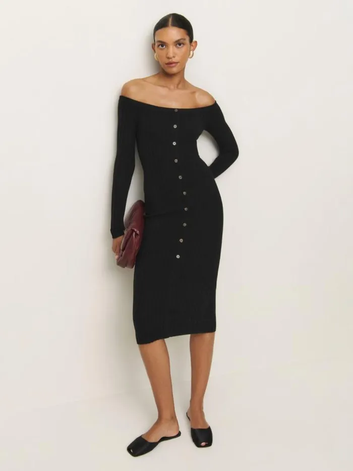 Clothing The Reformation Nara Cashmere Sweater Dress Black