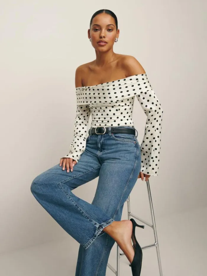 Clothing The Reformation Niri Silk Top Portofino