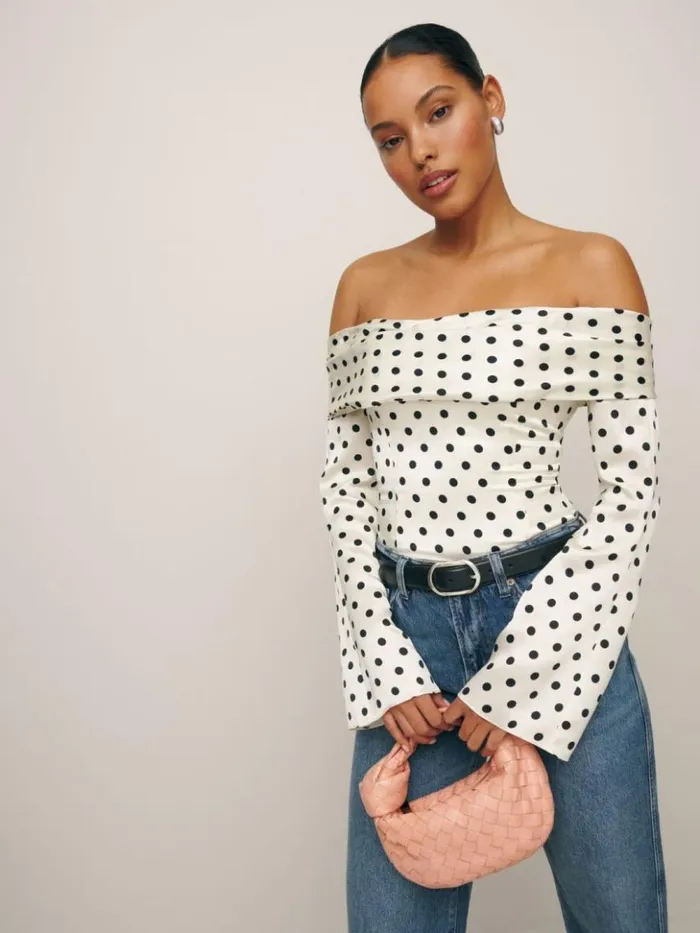 Clothing The Reformation Niri Silk Top Portofino