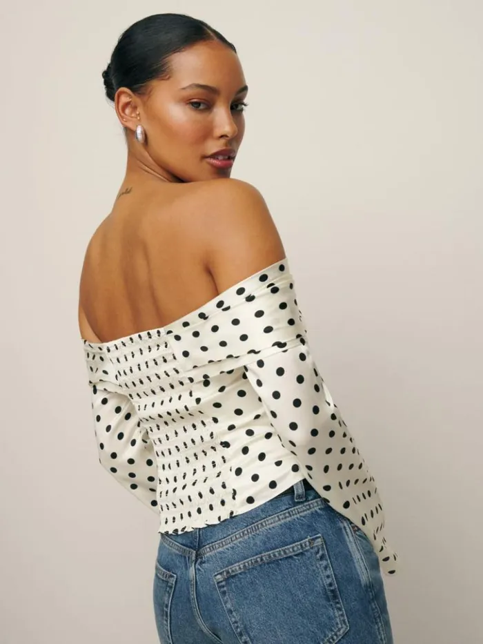 Clothing The Reformation Niri Silk Top Portofino