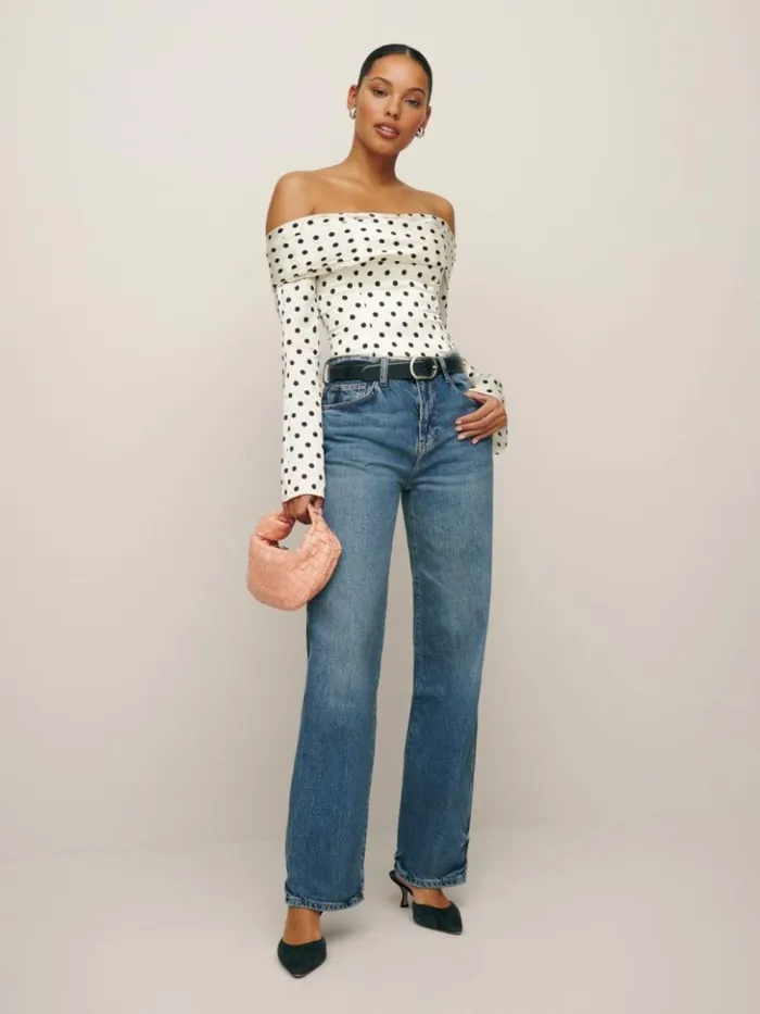 Clothing The Reformation Niri Silk Top Portofino