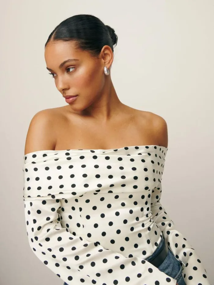 Clothing The Reformation Niri Silk Top Portofino