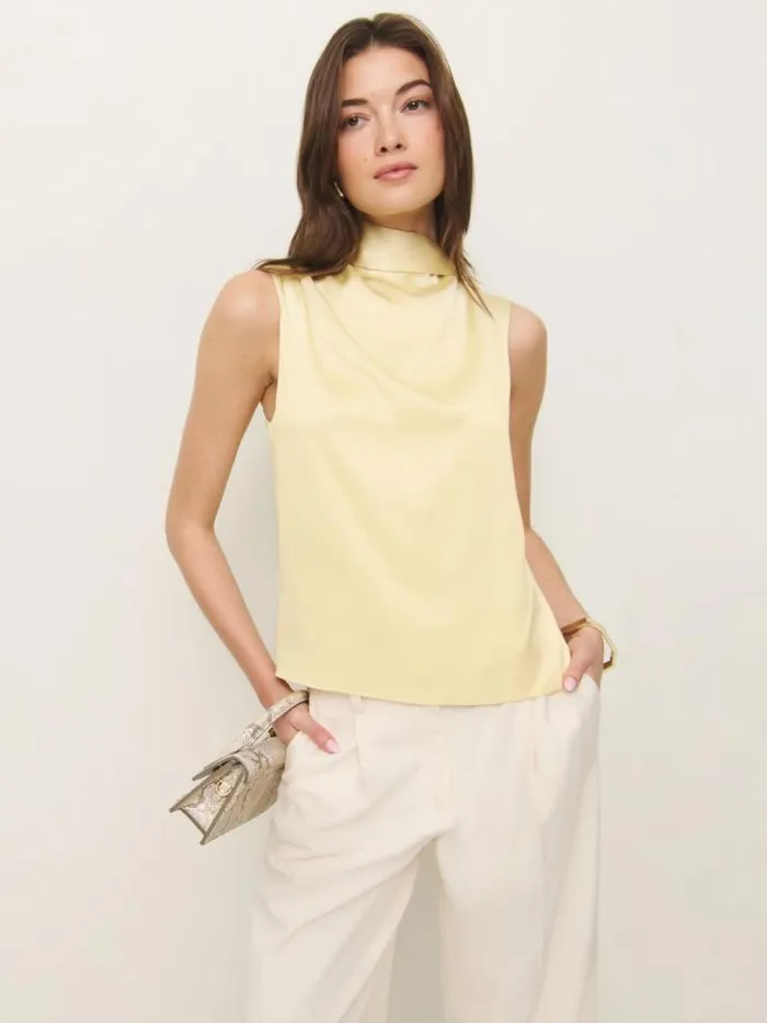 Clothing The Reformation Norella Top Blonde