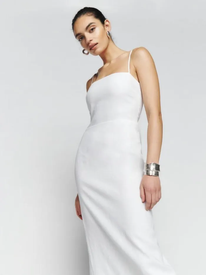 Clothing The Reformation Petites Frankie Linen Dress White