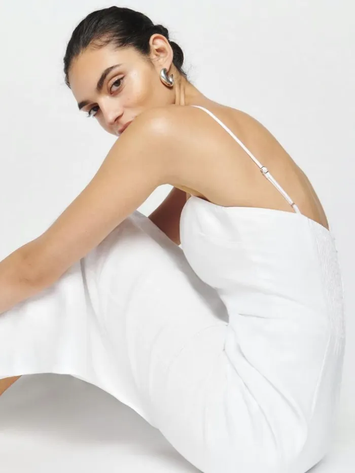 Clothing The Reformation Petites Frankie Linen Dress White