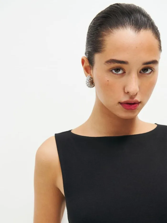 Clothing The Reformation Petites Nataly Knit Dress Black
