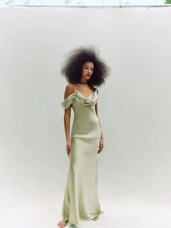 Clothing The Reformation Ronda Silk Dress Dried Herbs