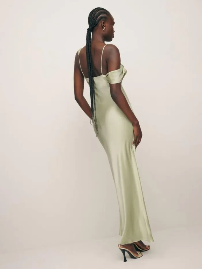 Clothing The Reformation Ronda Silk Dress Dried Herbs