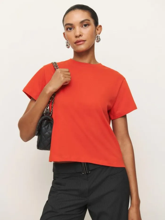 Clothing The Reformation Rowan Crew Tee Paprika