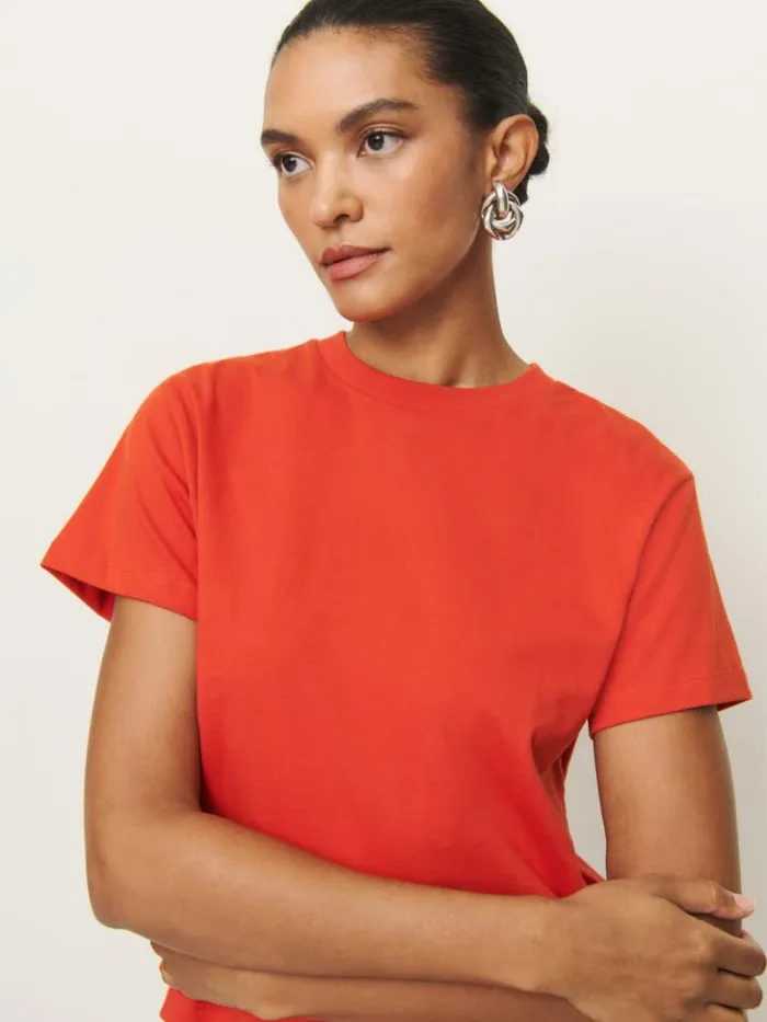 Clothing The Reformation Rowan Crew Tee Paprika