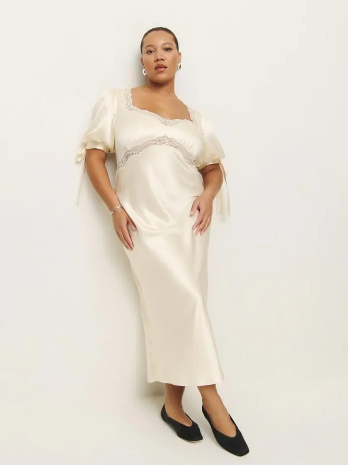 Clothing The Reformation Stella Silk Dress Es Ivory