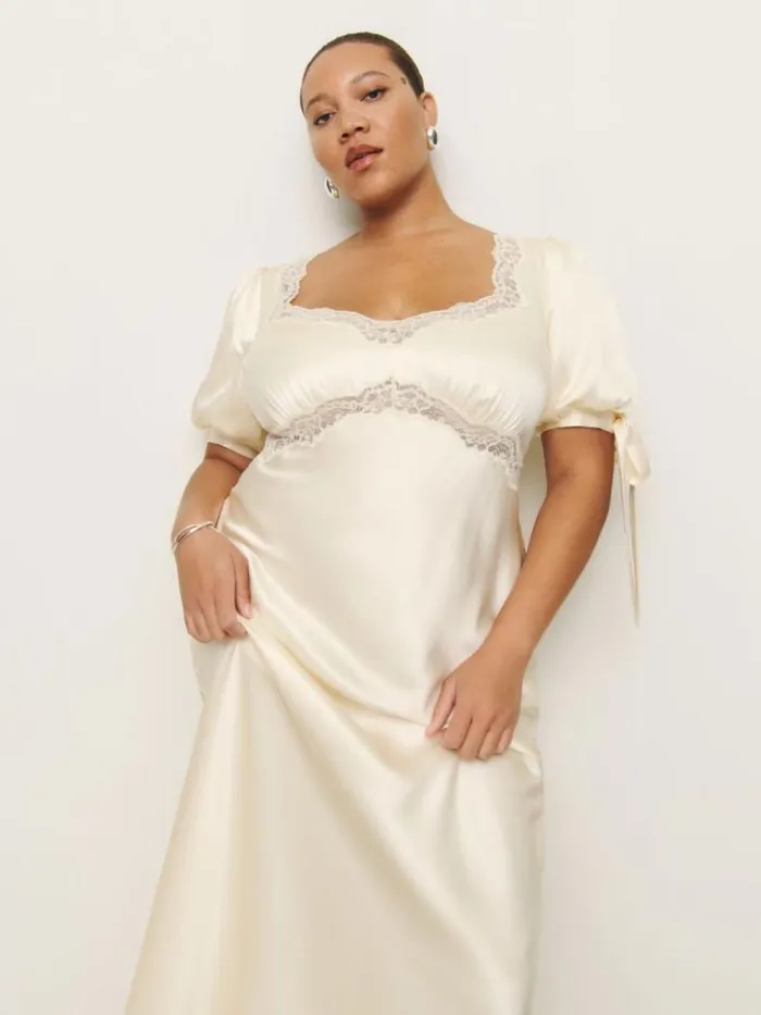 Clothing The Reformation Stella Silk Dress Es Ivory