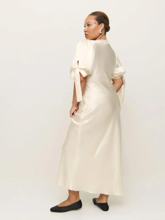 Clothing The Reformation Stella Silk Dress Es Ivory