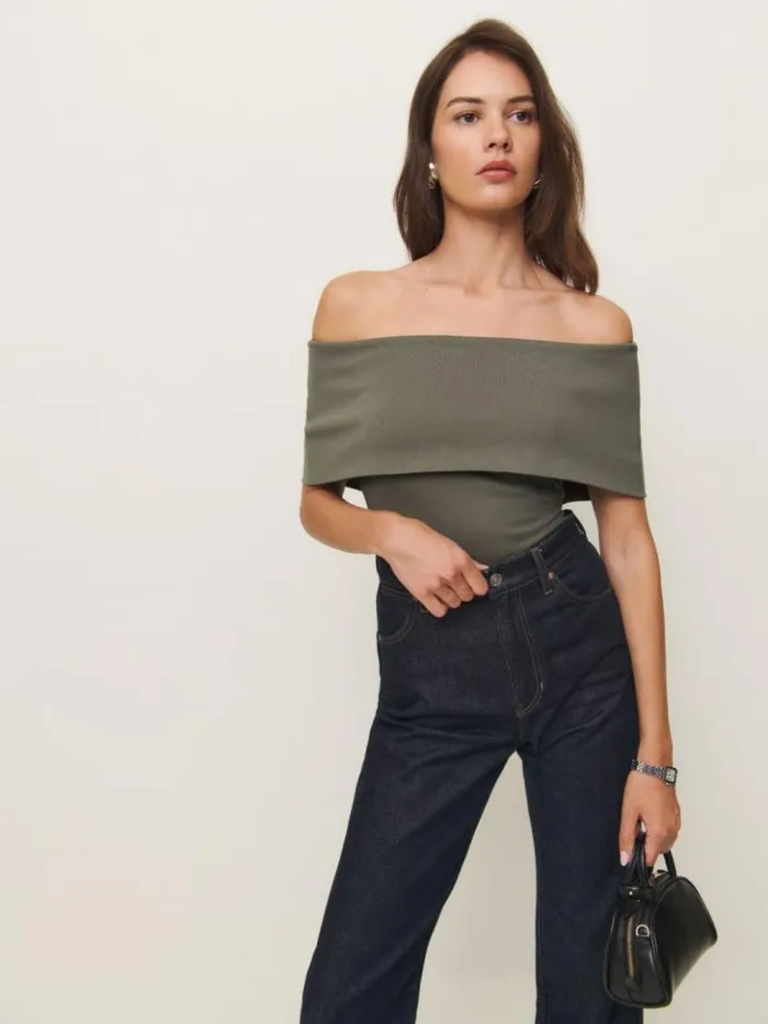 Clothing The Reformation Teddy Knit Top Leaf
