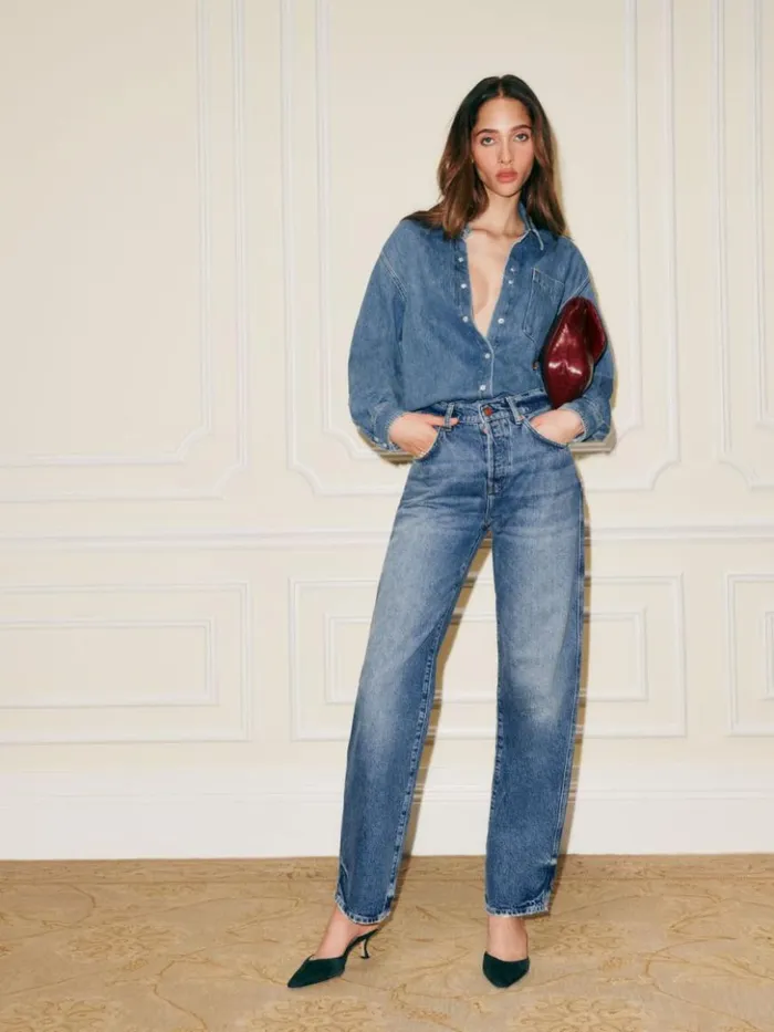 Clothing The Reformation The Magnolia Mid Rise Bow Jeans Zadar