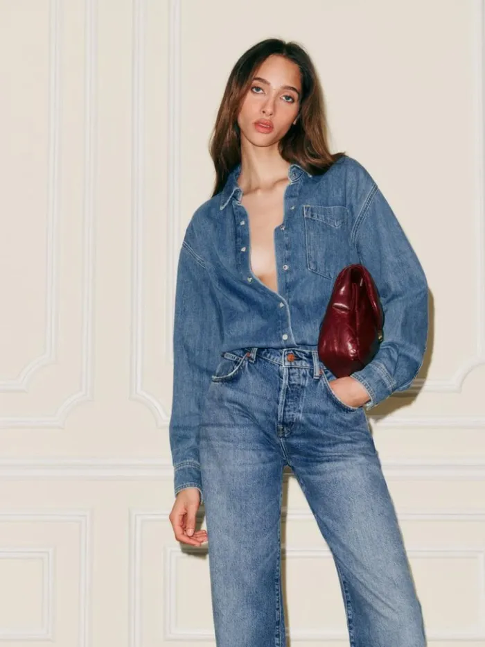 Clothing The Reformation The Magnolia Mid Rise Bow Jeans Zadar