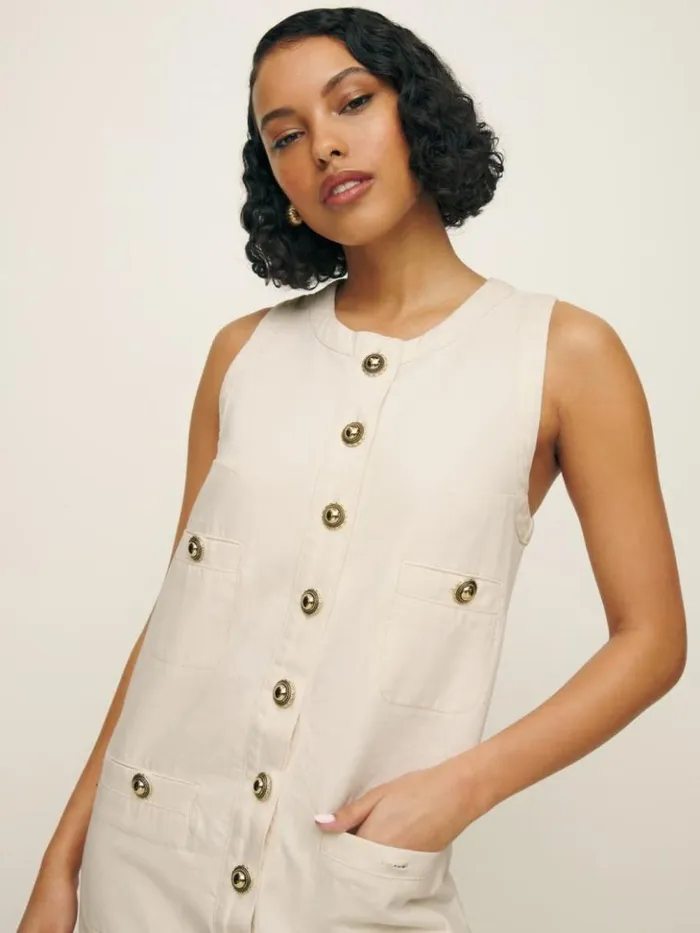 Clothing The Reformation Tropez Denim Mini Dress Fior Di Latte