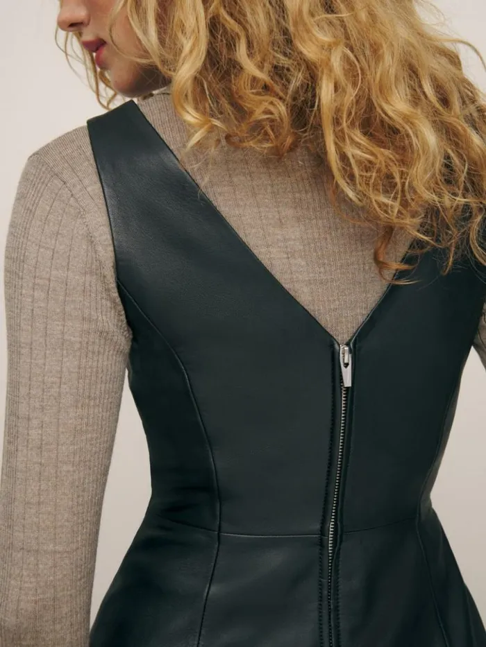Clothing The Reformation Veda Zenni Leather Mini Dress Black