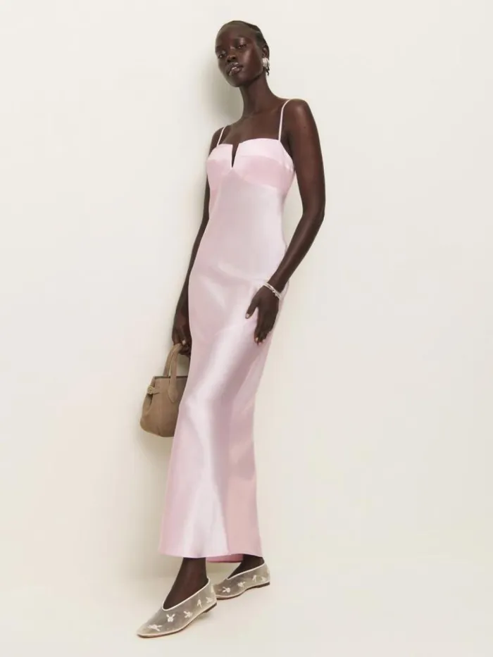 ClothingWeddings The Reformation Brie Silk Dress Cherry Blossom