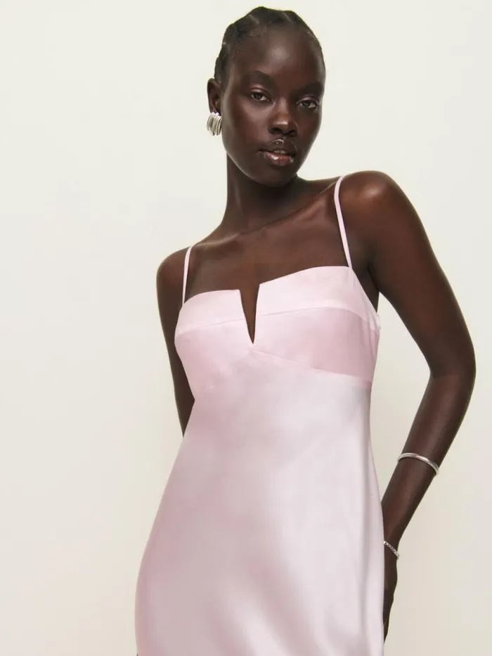 ClothingWeddings The Reformation Brie Silk Dress Cherry Blossom