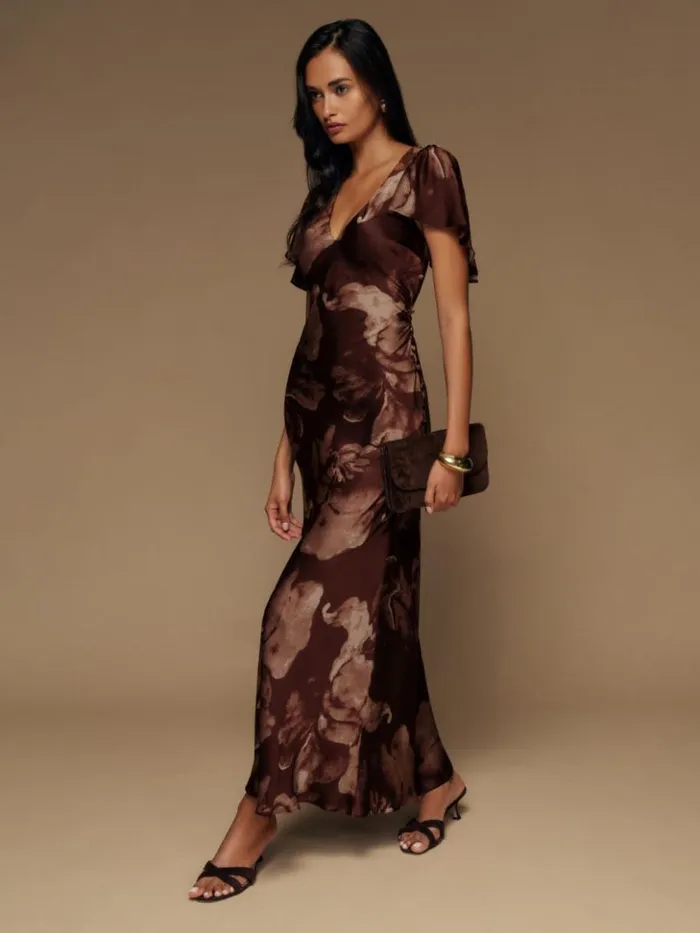 ClothingWeddings The Reformation Vida Satin Dress Siena