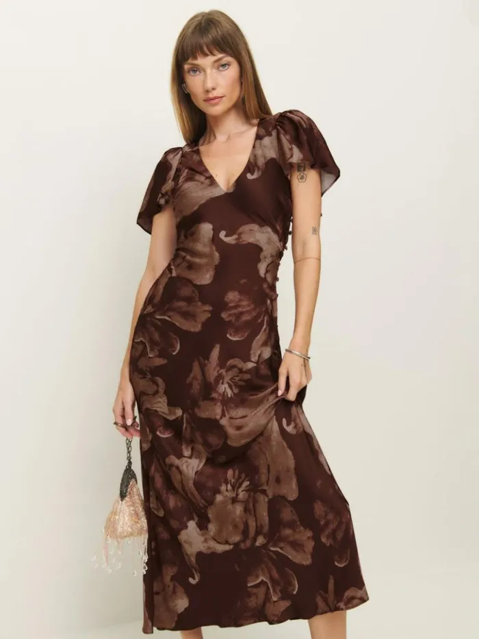 ClothingWeddings The Reformation Vida Satin Dress Siena