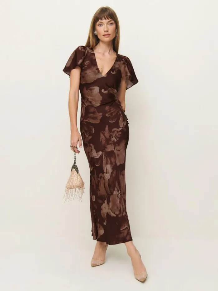 ClothingWeddings The Reformation Vida Satin Dress Siena