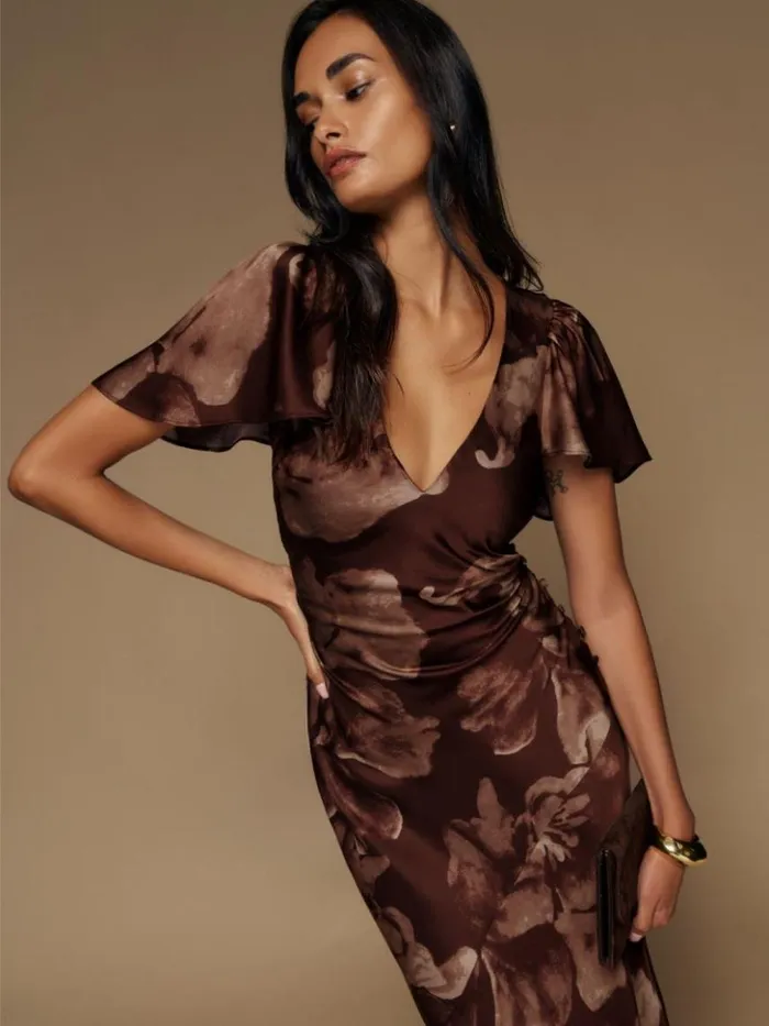 ClothingWeddings The Reformation Vida Satin Dress Siena